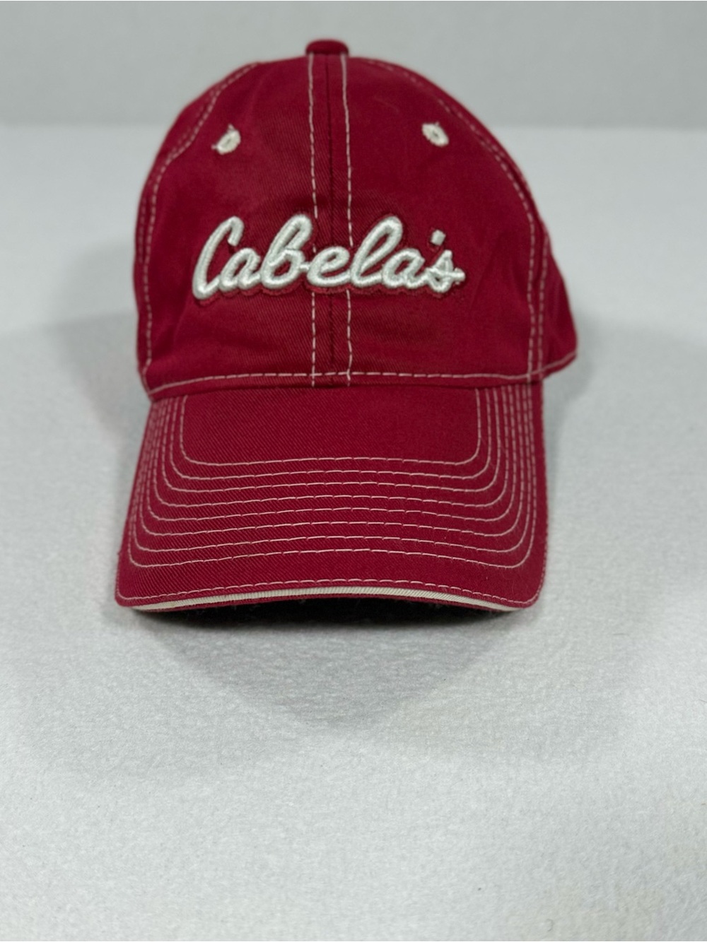 Cabela's Red Embroidered Baseball Cap Adjustable One Size Fits Most